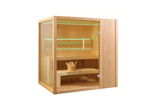 SAUNA Toronto de chez Vendom en bois, fonctionne à la pierre de sauna, LED sous plafond, paroi en verre trempé pour 3-5 personnes sur Toulouse (31000)